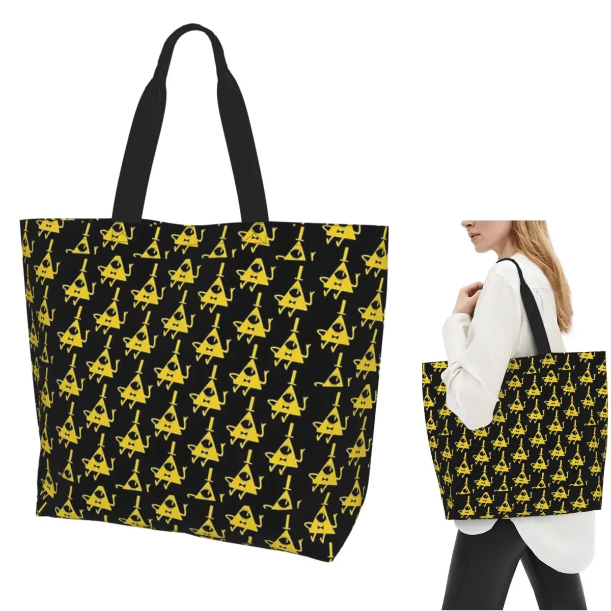 

Bill Cipher Shopping Tote Bag Canvas Large Capacity Shoulder Bags Shopper Grocery Handbag for Women