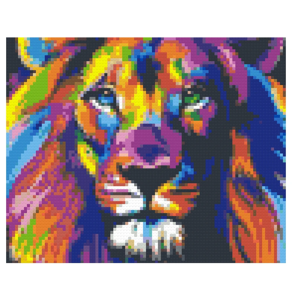 

6000PCS Mosaic Painting Home Decoration DIY Building Block Lion Animals Wall Art Pixel Ideas Pop Decoration Kids Surprise Gifts