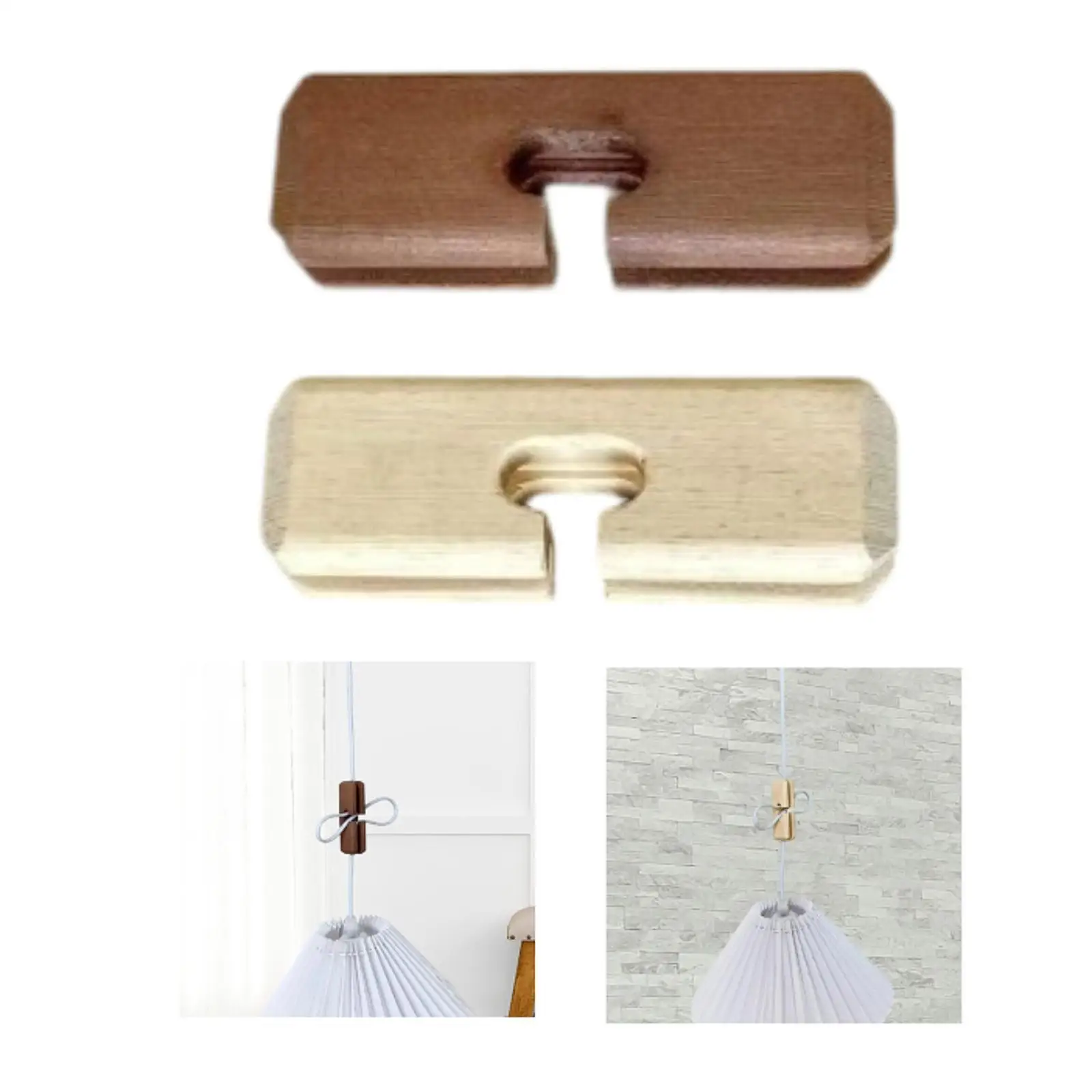 Cord Adjuster for Pendant Lights Cable Management Accessory, Decoration, Shorten Lamp Cords Easily, Wood Cord Lock Hook