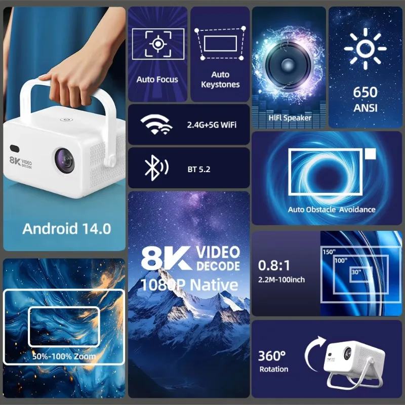 Projector Home Theater Beamer Led Lcd Video Android 1080P Smart Proyector Portable 4K Mini Projector