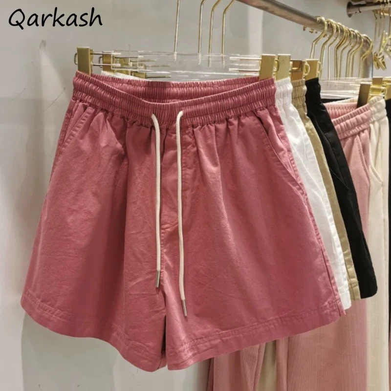 

Спортивные шорты женские повседневные широкие брюки на шнурке повседневные 5-цветные уличные винтажные универсальные шорты для бега летние с высокой талией в корейском стиле