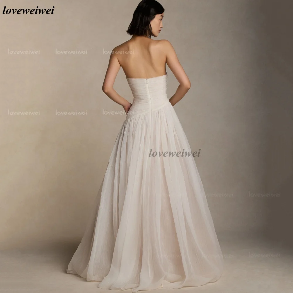 Strapless Simple Wedding Dress Customized A Line Tulle Modern Bride Dresses Bridal Gowns New Vestidos De Novia