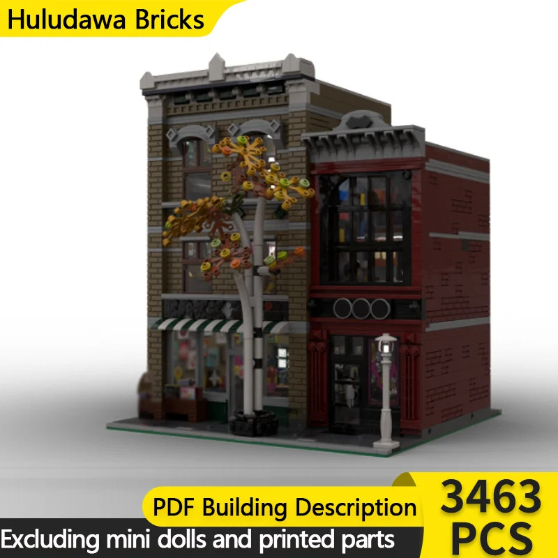 

City Street View Model MOC Building Bricks Records And Music Stores Modular Technology Children Holiday Gifts Assemble Toys Suit