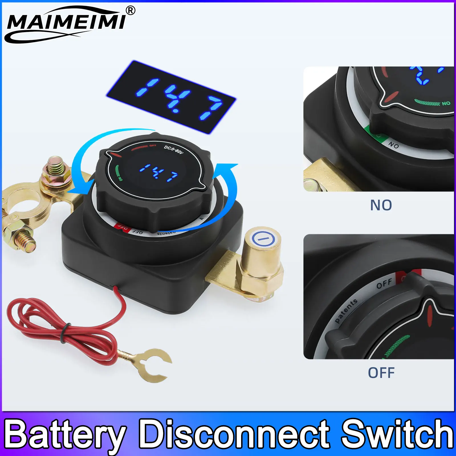 QC﻿ Battery Disconnect Switch with Voltmeter 12V-48V Power Cut Master Isolator Battery Isolator For Camper Car RV Marine Boats