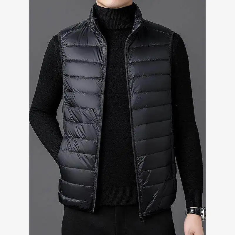 

Мужской легкий свободный пуховый хлопковый жилет, осенне-зимняя теплая верхняя одежда с воротником-стойкой, молодежная модная офисная одежда