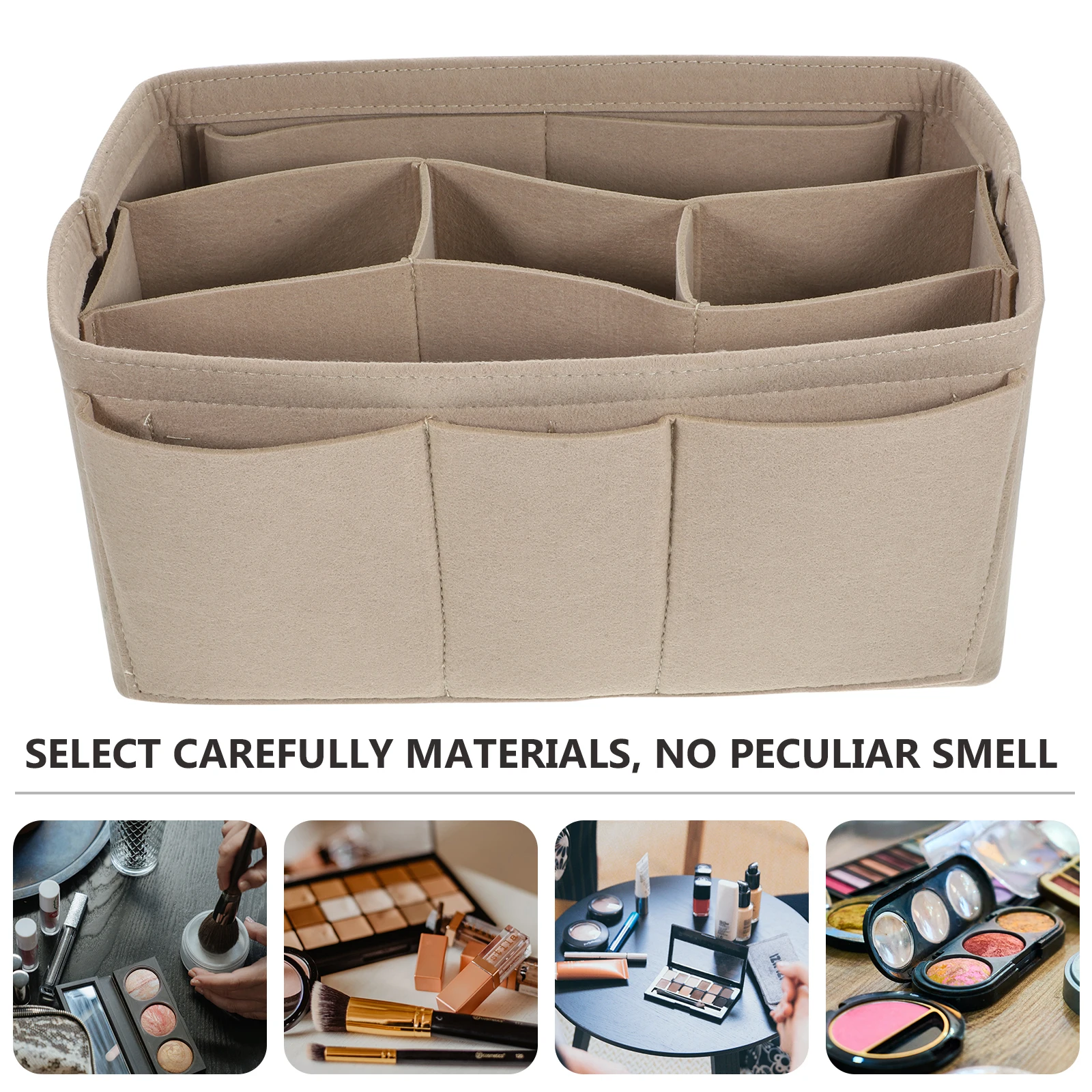 

Felt Bag Lightweight Travel Organizer Multiple Compartments Toiletries Stationery Storage Case for Women Girls