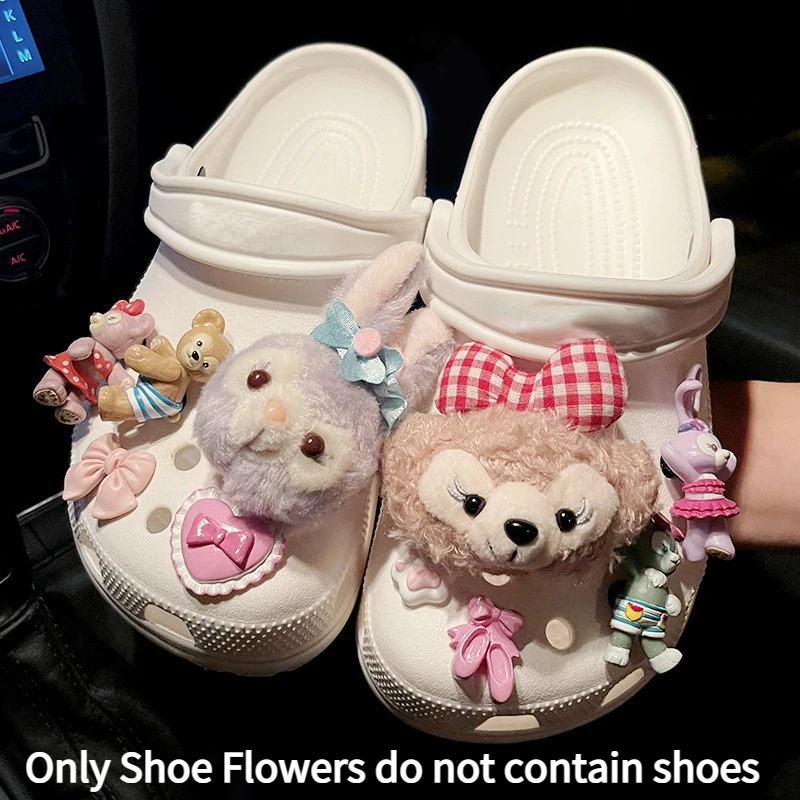 

Disney StellaLou Beach Shoes Cartoon Shoes Flower Buckles Cute Bear Duffy Hole Hole Shoes Upper Decorated Croc Accessories