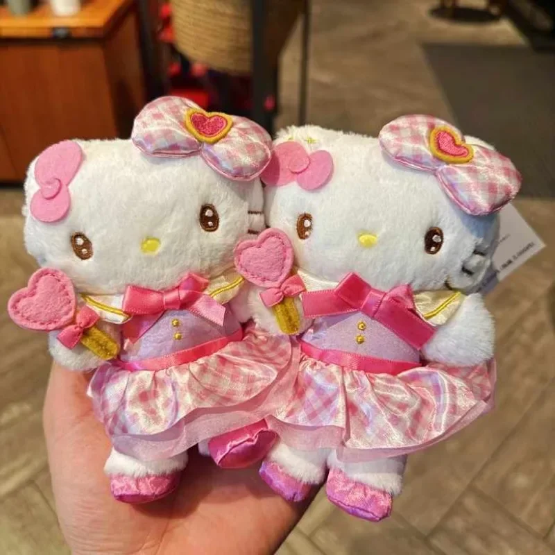 Sanrios novo bonito hellokittys suporte amor varinha mágica boneca de pelúcia menina saco charme anime kawaii fada varinha chaveiro presente aniversário