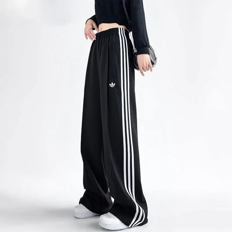 Adidas Originals KB2467 Damen Gestrickte Lange Hose Schwarz Weiß Lose Sport-Hose mit Kordelzug