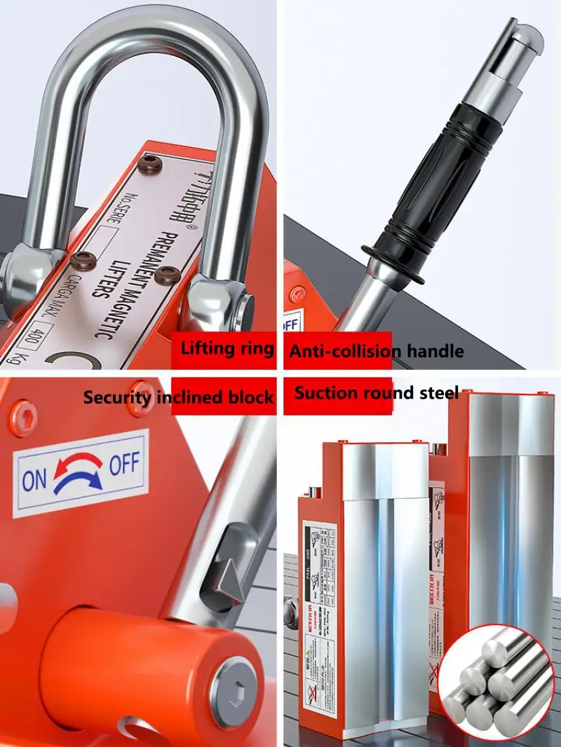 300/400กกแม่เหล็กถาวร Crane Heavy Duty เหล็กเครนรอกยกแม่เหล็กแม่เหล็กอุตสาหกรรม Chuck Magnetic Lifter
