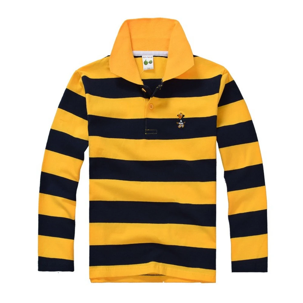Autumn POLO Shirt 3-14Y Kids Tees Baby Child Boy Striped Tops Spring Children Teen Long Sleeve Cotton Comfortable Boys T-Shirt