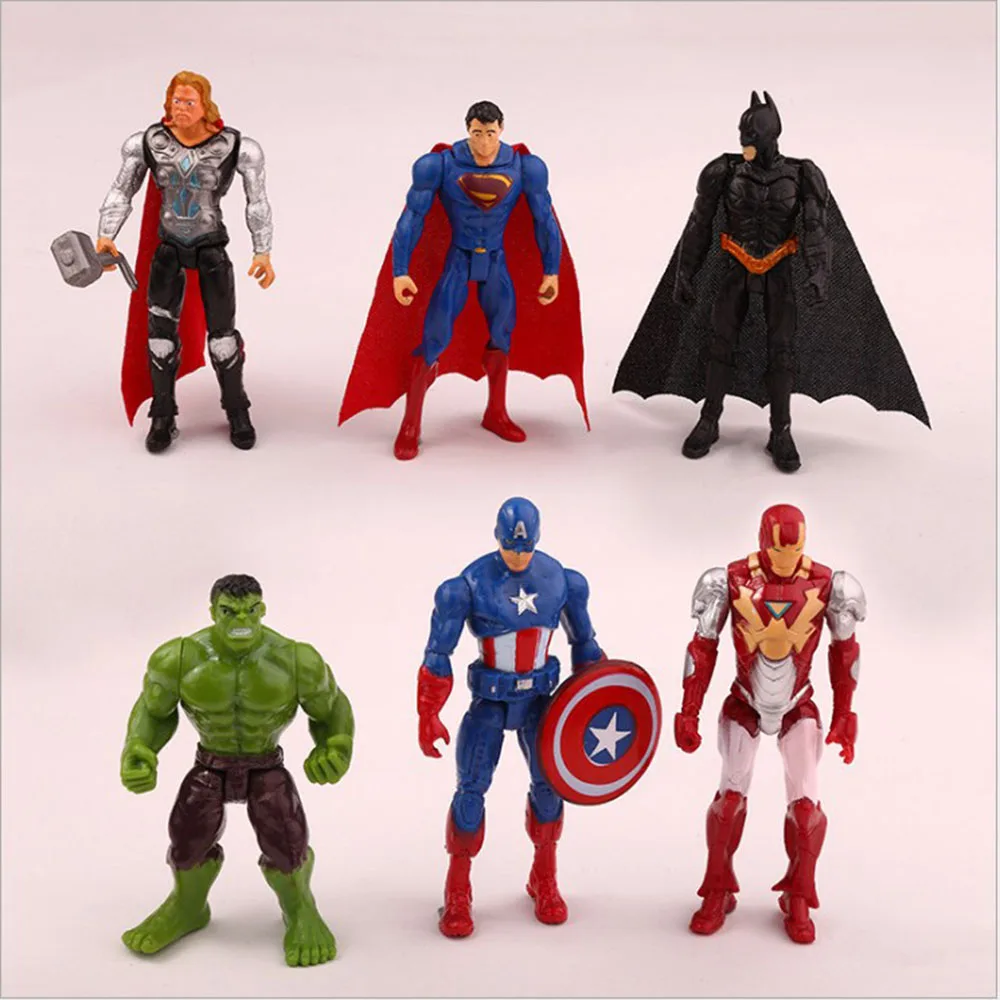 Figuras de superhéroes de Marvel, Infinity War, Iron Man, Hulk, Capitán americano, Thor, 9-10cm, 6 unidades por juego
