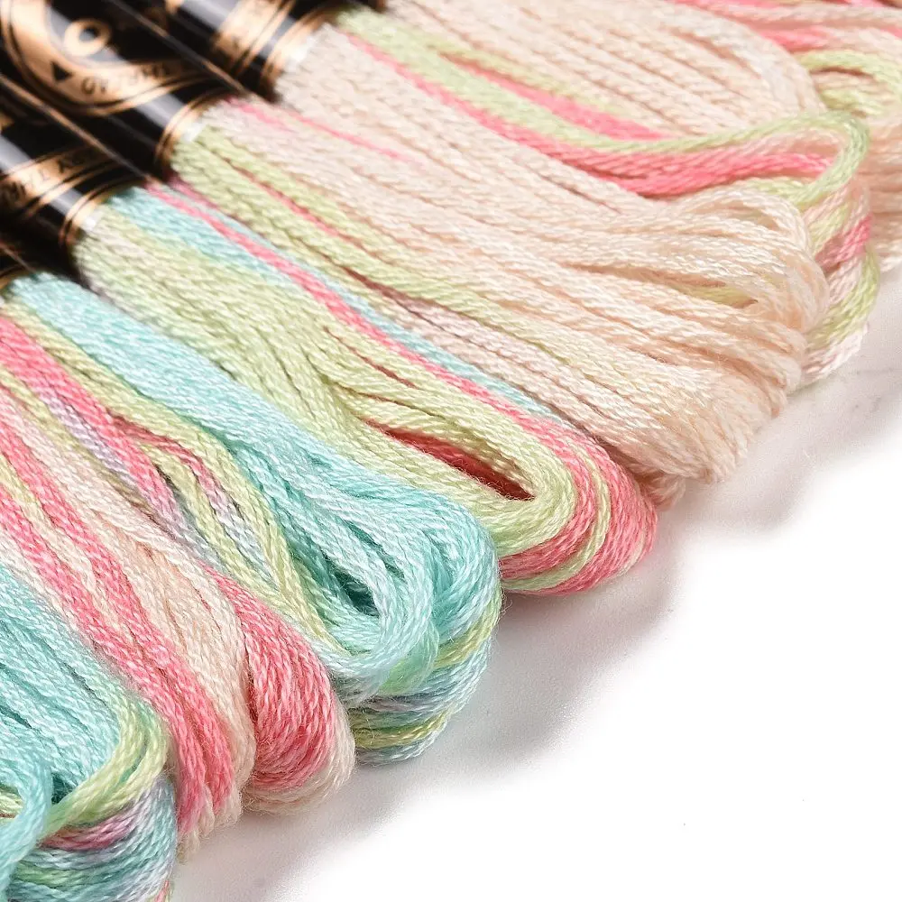 

10 Skeins 6-Ply Polyester Embroidery Floss Segment Dyed Gradient Colorful Cross Stitch Threads Handmade Craft DIY Jewelry Making
