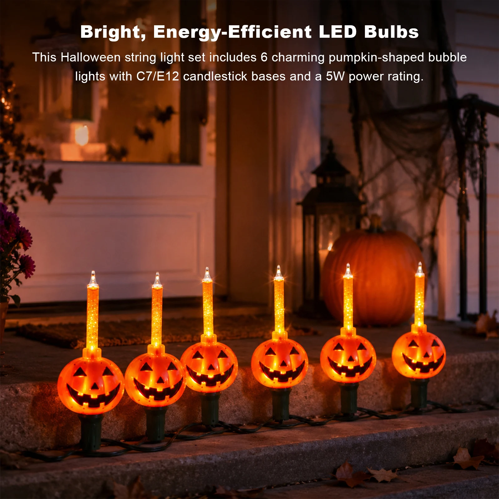 6Pcs/Set US 120V LED Decorative Ambient Lights IP44 Waterproof Fall Party Decorations Lamp for Yard Porch Garden Pathway Party
