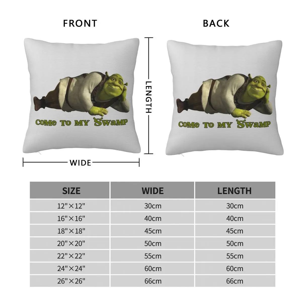 Come To My Swamp Square Pillowcase Polyester Linen Velvet Printed Zip Decorative Room Cushion Cover 18