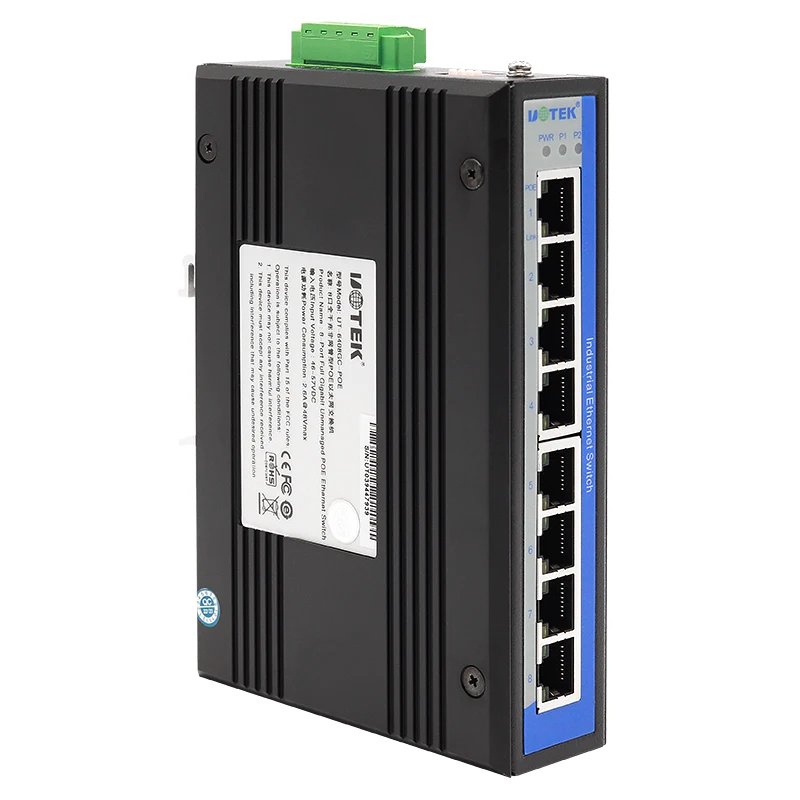 UOTEK 8 منافذ جيجابت POE محول إيثرنت غير مُدار يدعم 802.3af/at Din-rail Ethernet Switch UT-6408GC-POE مع وضع VLAN #2
