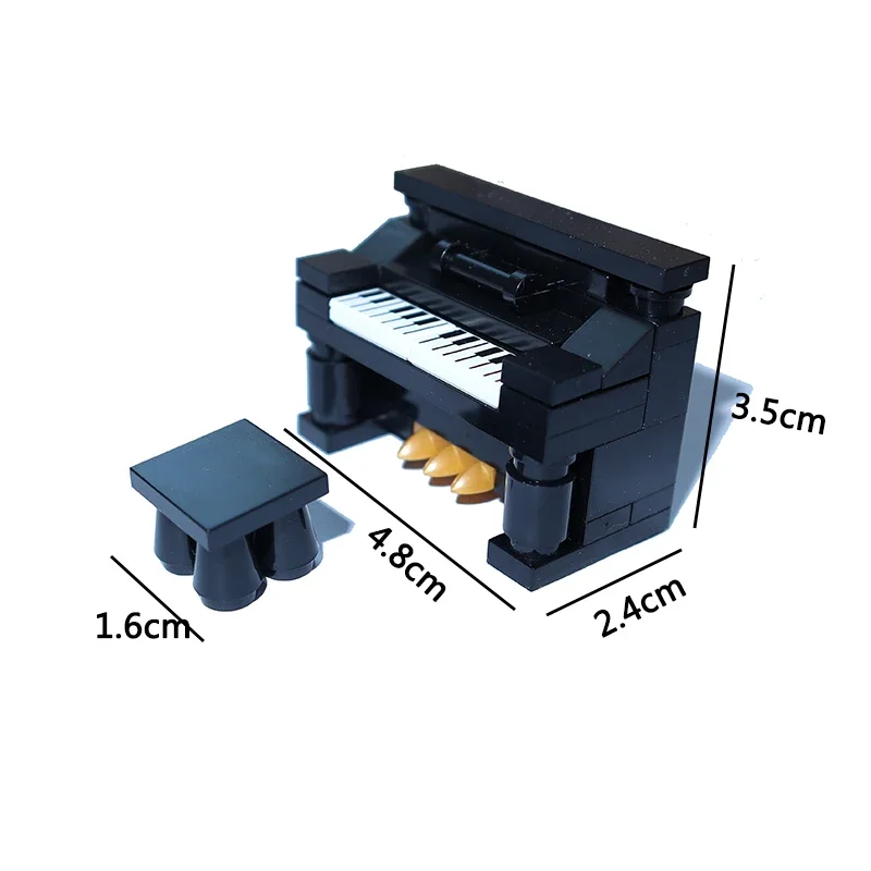 Décennie s de Construction Compatibles avec la Ville MOC, Accessoires de Meubles de Maison, Bricolage, Modèle, Chaise de Piano, Pianiste, Briques de Décoration Créative