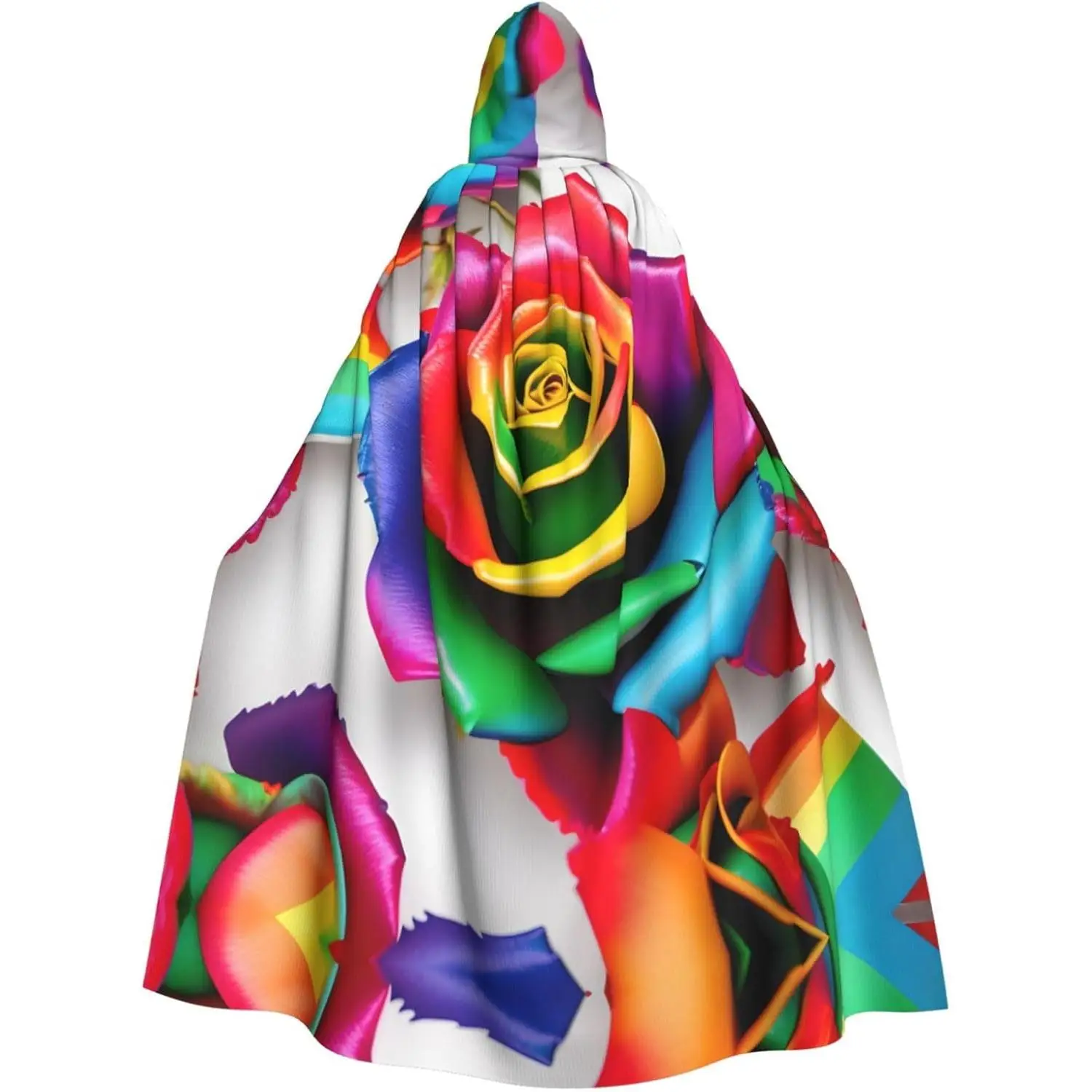 

Плащ с капюшоном для взрослых с принтом радужной розы и накидкой ведьмы на Хэллоуин, Рождество, костюм для вечеринки