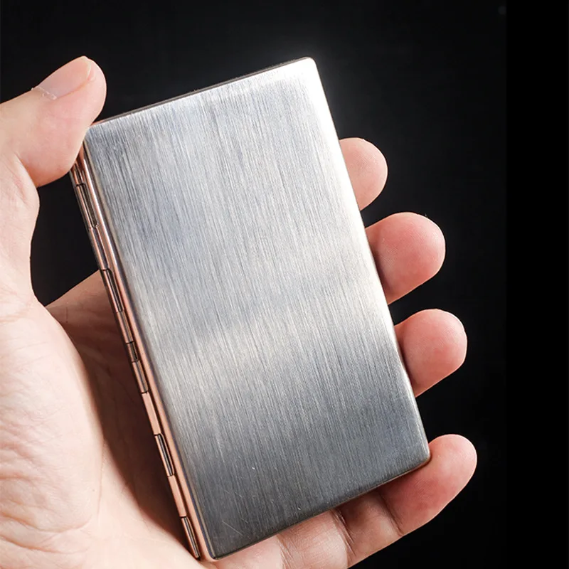 Dual Purpose Anti-pressure Stainless Steel Ultrathin Metal  Fine Cigarette Case Box Capacity of 12 Cigarettes Men Gift