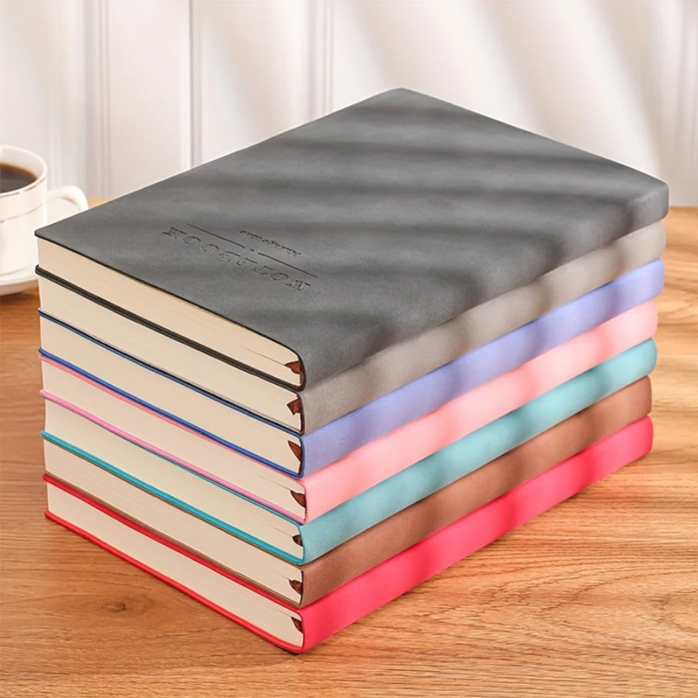 Large Leather A4 Notebook Soft Cover Thickened Agenda Notepad Student Stationary Blank Lined Meeting Record Handbook School