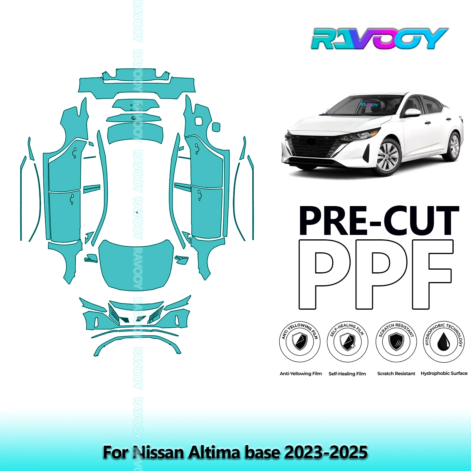 RAVOOY 8.5Mil Custom-Fit Precut TPU PPF Full Vehicle Clear Bra Stone Guard EU UK For Nissan Altima base 2023-2026