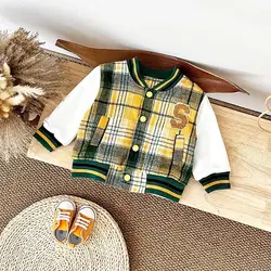 Baby Autumn Clothes Thick Newborn Baby Boys Jackets Grid Cloth Stylish Sport Coat Top Warm Cotton Winter Baby Clothes 0-3Y