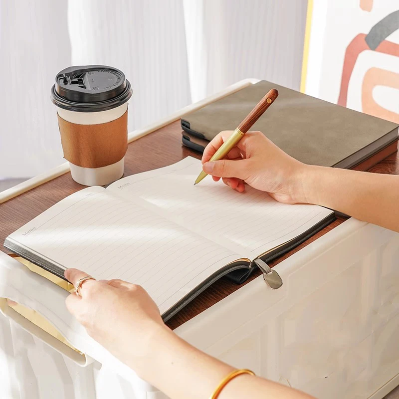 Vintage Luxury Engrave Logo Notebook Custom Name Soft Leather Diary Business Office Meeting Notebooks Retro A5 Book With Strap - view 3