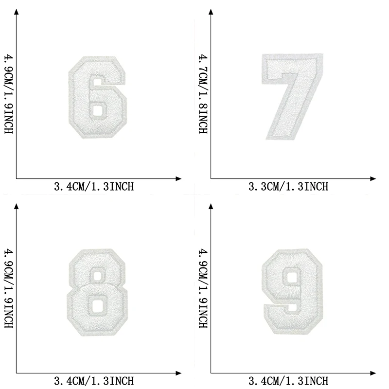 10pcs Iron On Patches White Digit For Embroidered Pack Lot Parches Thermoadhesive Fabric Sew Kids Boys Girl Jackets Diy Naszywka