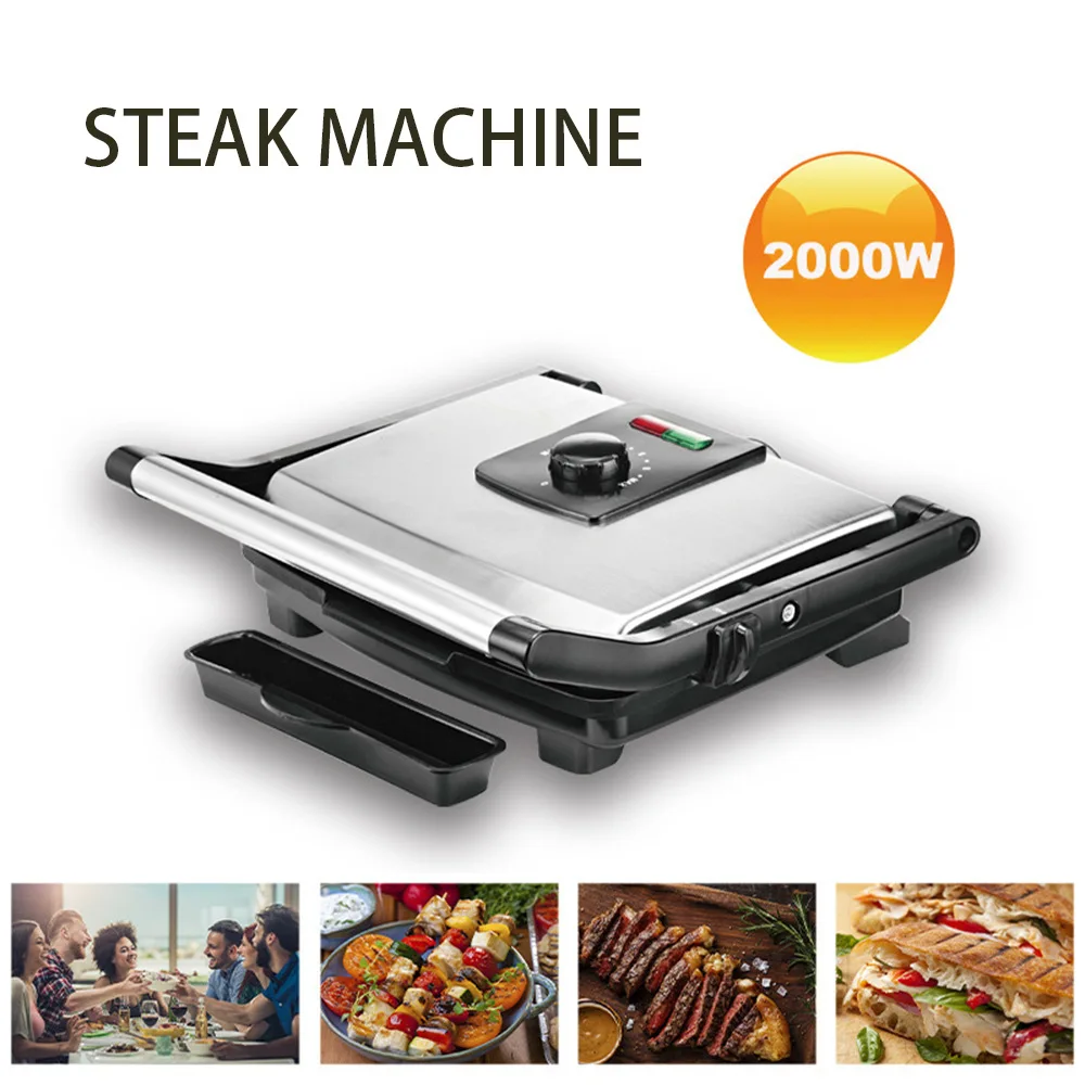 Household steak grill Double-sided heated breakfast machine Toast burger machine Smokeless frying Barbecue
