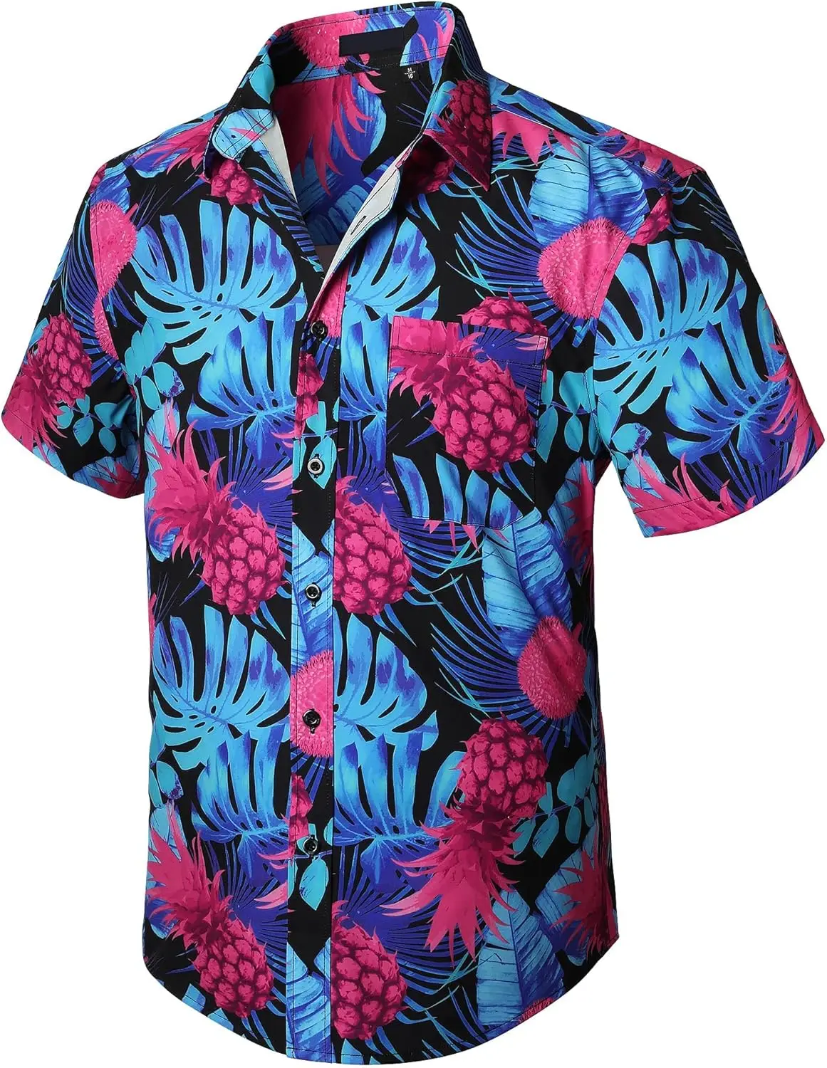 Hawaiian Shirt for Men Short Sleeve Button Down Floral Funky Casual Flowers Palm Tree Pineapple Print Shirt for Beach Holiday