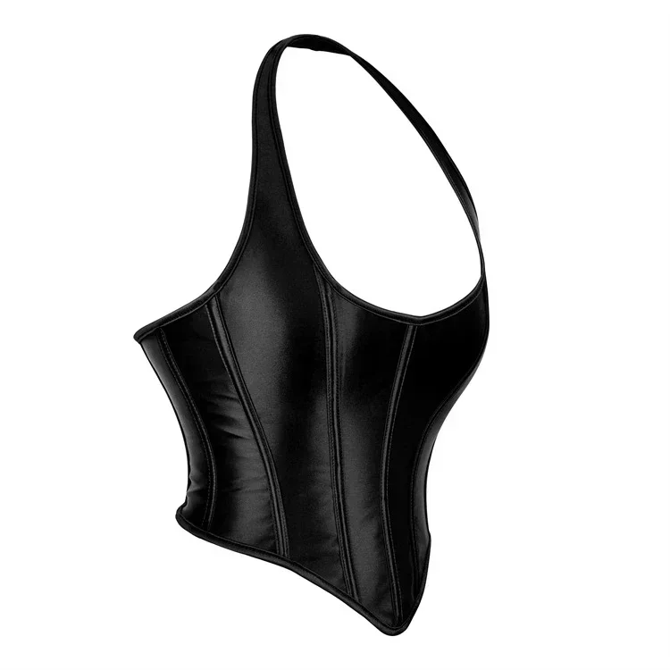 Corsetti bustier da donna sexy Corsetto overbust gotico Lingerie Halter Crop Top Vest Femme Corsetto Top Nero