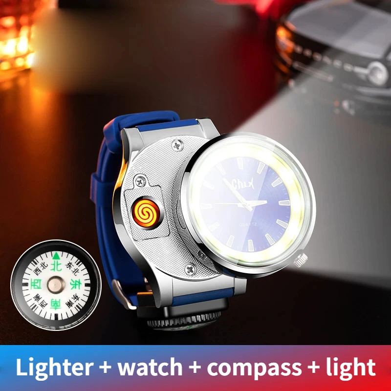 Tungsten Windproof Rechargeable Lighters Personalized Watch Compass Lighter Cigarette Lighter Lighting Smoking  Accessories Gift