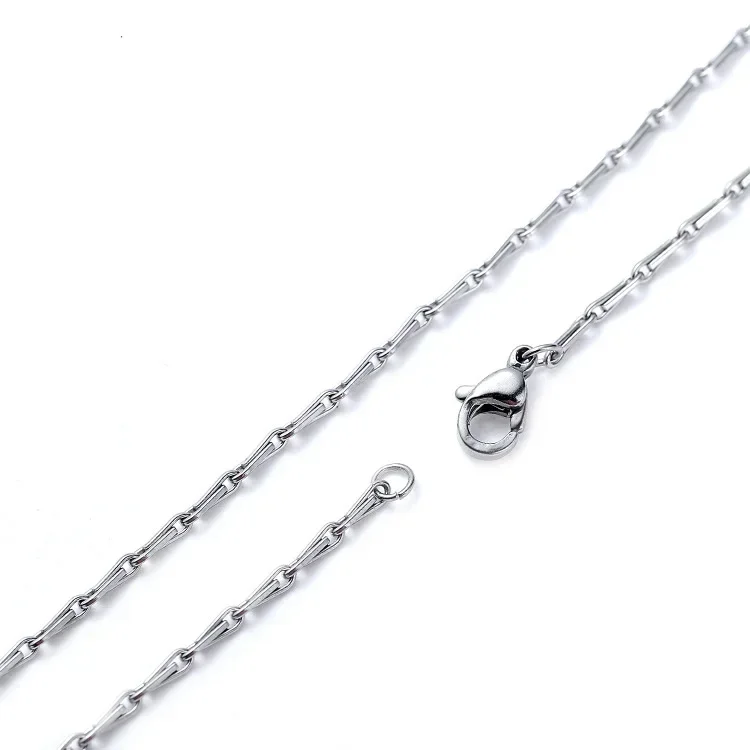 Titanium steel chain Men and women 316L stainless steel cut surface grinding sticks chain Titanium steel BRK necklace