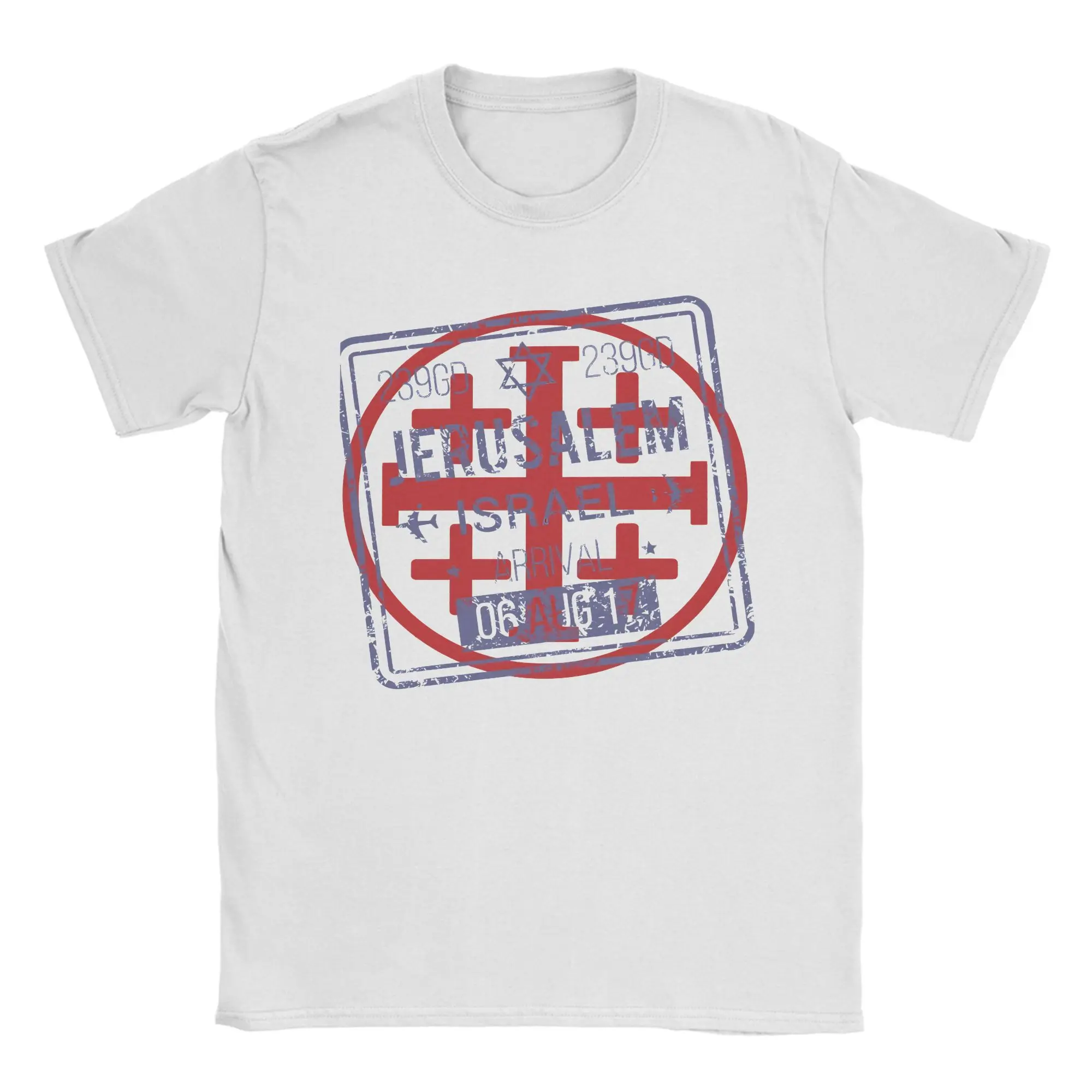 Funny Christian Jerusalem cross  T-Shirt Men's 100%Cotton Short Sleeve  Round Neck Summer Tops Shirts