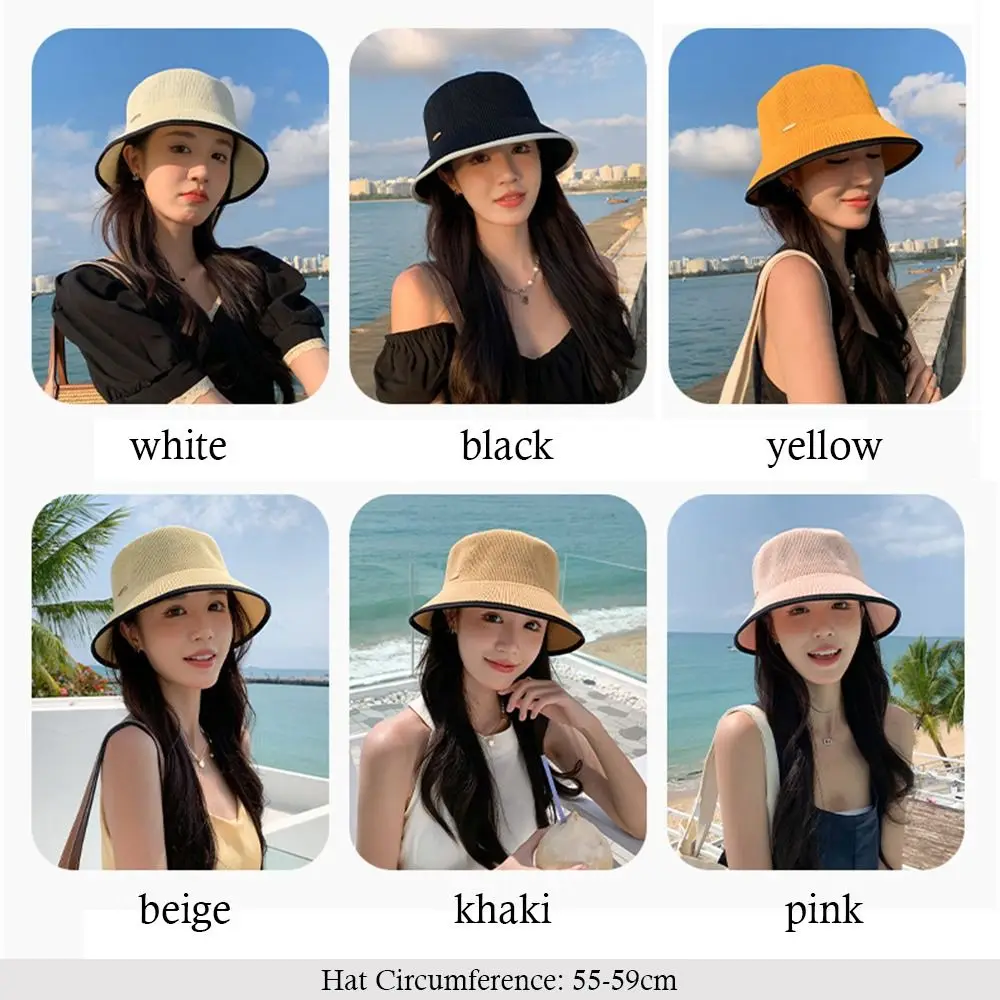 หมวกถักกันแดดแบบลำลองป้องกันรังสียูวีหมวกกันแดดแบบบางสำหรับฤดูร้อน