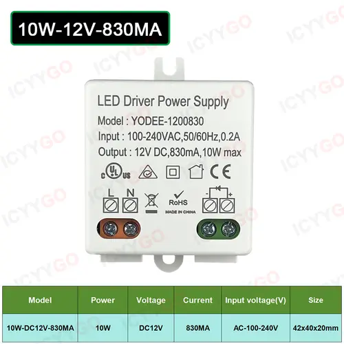 3W 6W 10W 12W DC12V 24V Lighting Transformer 250MA 500MA 830MA 600MA Driver Suitable For LED Light Strip 3528 5050 Power Supply - Image 7