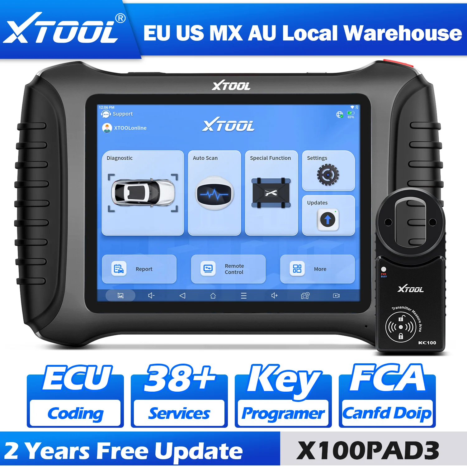 XTOOL X100 PAD3 مبرمج مفتاح كامل Obd2 الماسح الضوئي X100PAD3 أداة تشخيص السيارة النخبة IMMO برمجة المفاتيح جميع المفاتيح المفقودة مع KC100