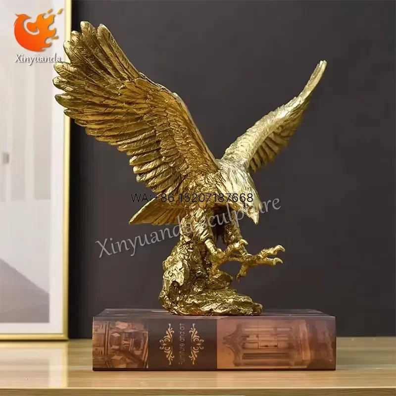Wmwmnu Custom Golden Eagle Resin Statue Metal Wall Art Decoration for Home or Outdoor Fiberglass Boutique Wall Sculpture