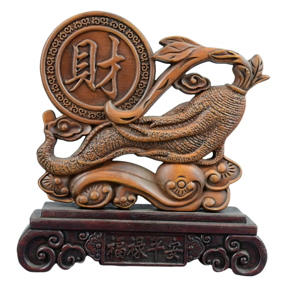 Ornements en bois sculpté écran Ginseng chinois Feng Shui Fortune prospérité richesse bénédiction bélier sérénité harmonie grâce