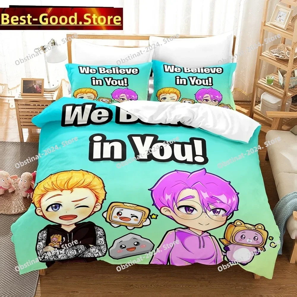 

3D Anime Cute Lankybox Bedding Set Printed single Comforter Quilt Bed Cover Duvet Cover Pillow Case 3 Pieces Set Kids Adult Size