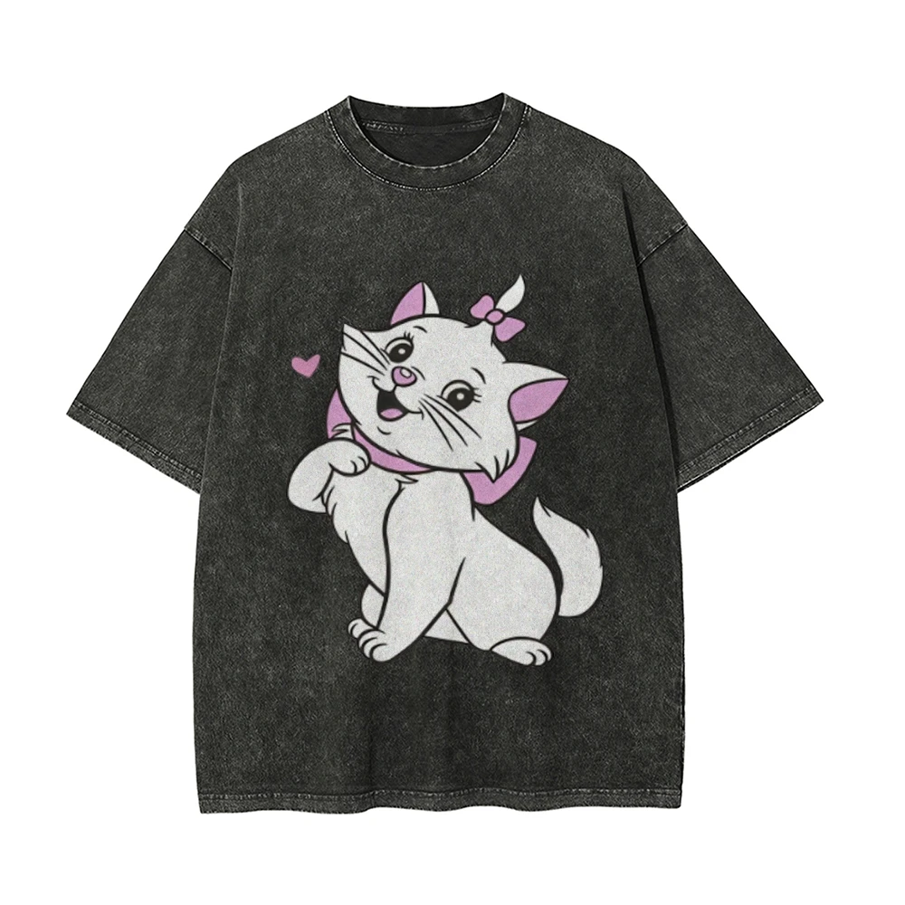 Fashion Cats Graphic Ladies Tops Short Sleeves High Street Streetwear Trend Short Sleeve Tops For Women and Men Y2K Clothes