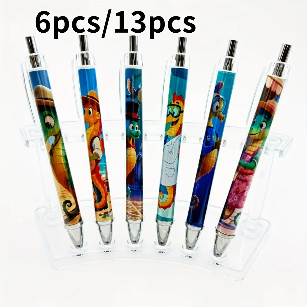 

6 шт./13 шт. креативные шариковые ручки с надписью «Морской конек», серия животных, выдвижные шариковые ручки, студенческие подарочные ручки для письма