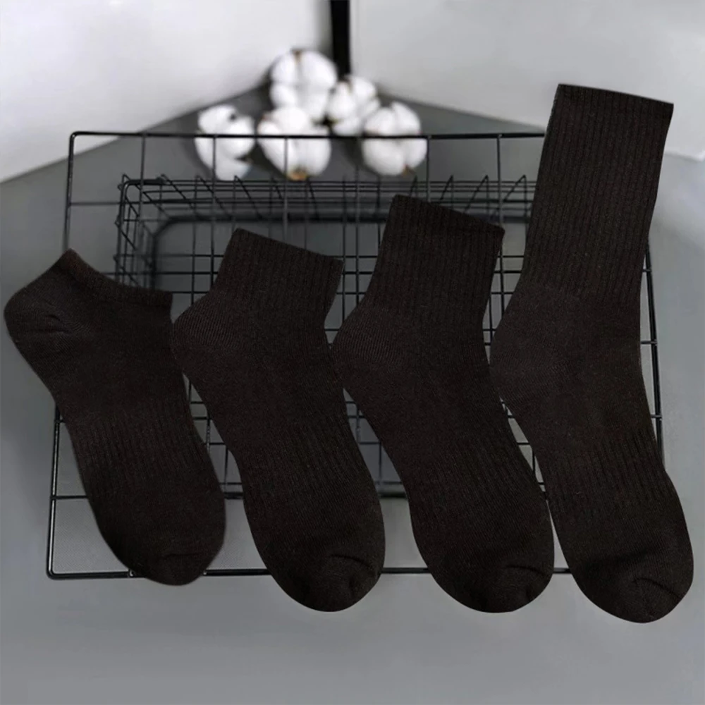 4/6 Paar einfarbige Socken, Schwarz, Weiß, mehrere Stile, weich, atmungsaktiv, Sport, Knöchel, Herren, Damen, Sommer, Herbst, Business-Socken