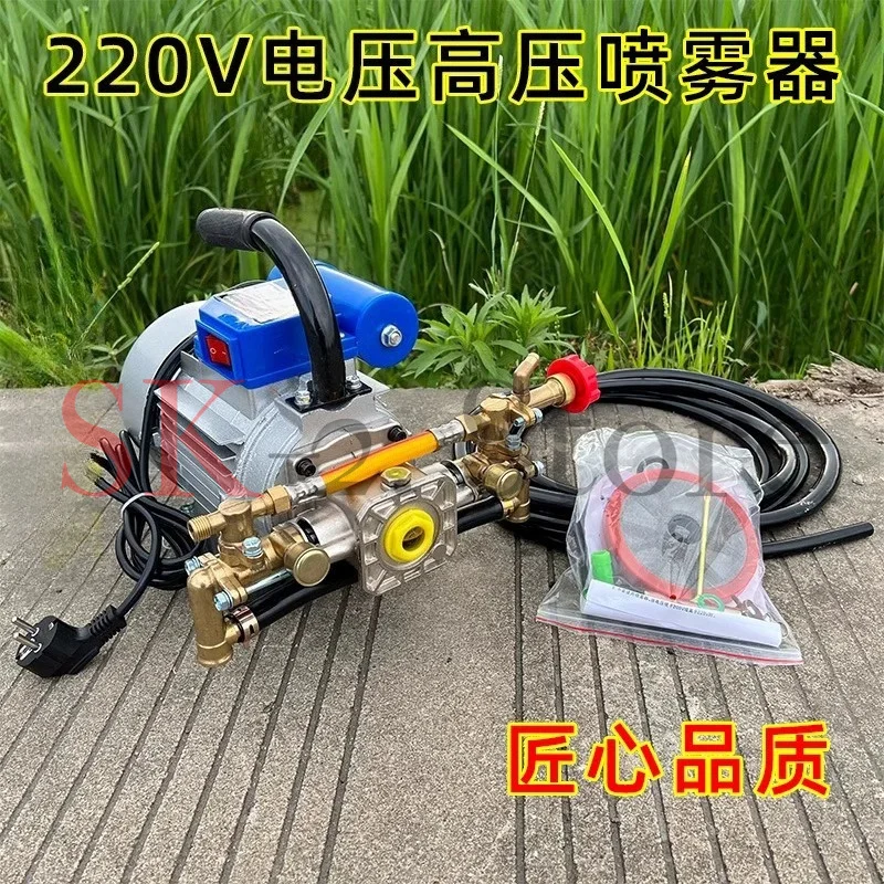220V agricultural electric sprayer atomizing fruit tree double cylinder remote control medicine water pump orchard two-phase