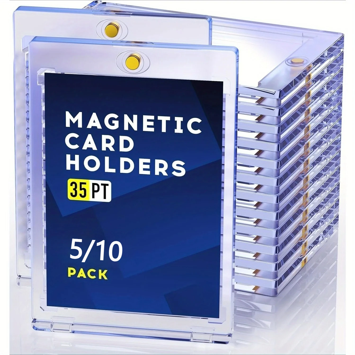 5/10 Magnetischer Kartenhalter 35pt One-Touch-Kartenhalter U-V-Schutz Hartplastik für Sammelkarten Magnet-Baseballkarten-Halter