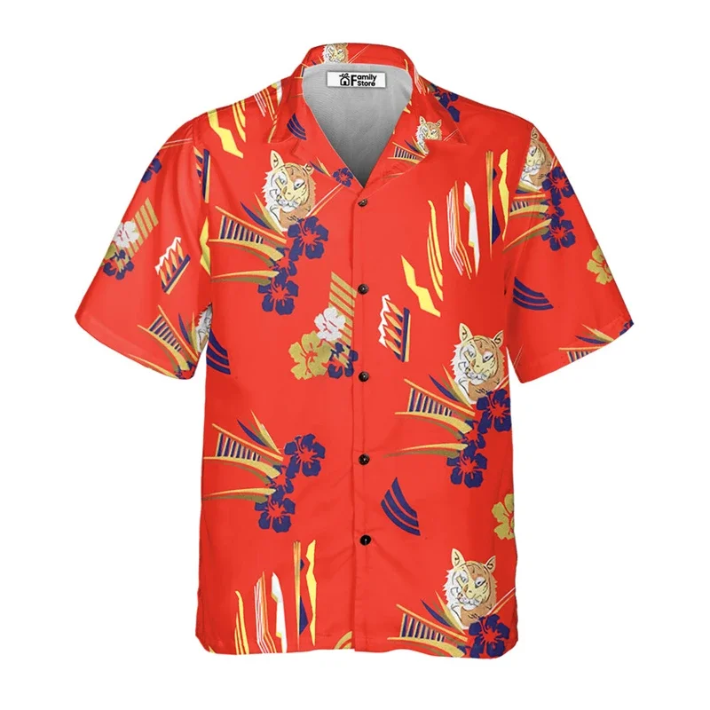 Hawaii-themed Men's Shirt with 3D Printing - Summer Loose-fitting Casual Short-sleeved Collar Top for Streetwear  Men's Clothing view 5