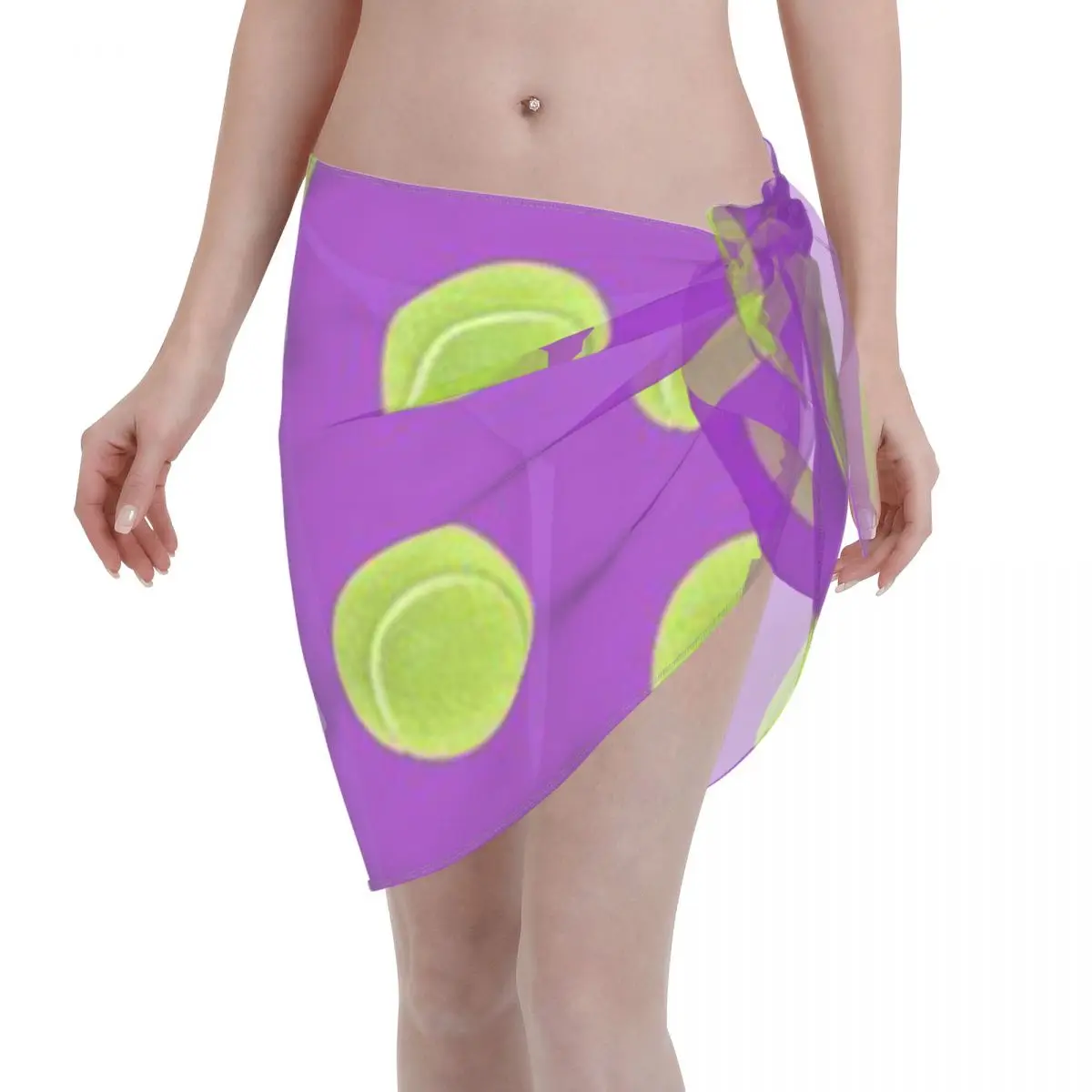 

Promotion Tennis Ball Pattern - Purple Heart Women's Beach Wrap SkirtHotel Pool Leisure Cover Up Sarong