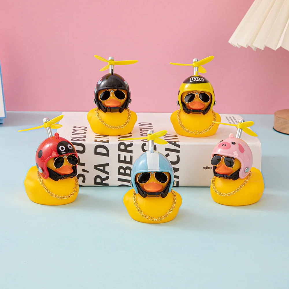 motor Small Yellow Duck Motorcycle Decoration Airscrew Helmet Standing Duck Broken Wind Ducky For Bicycle Motor Riding Cycling