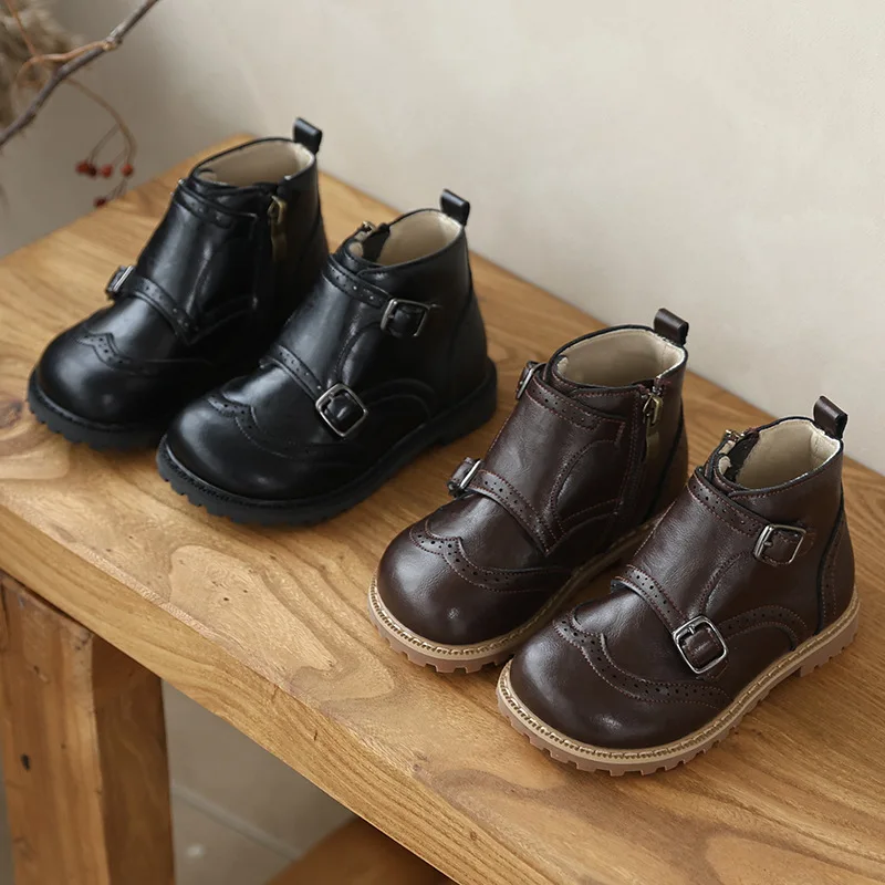 

Boys Ankle Boots Genuine Leather Spring Autumn Children's Riding Boots Baby Girls Fashion Boots Little Kids Shoes