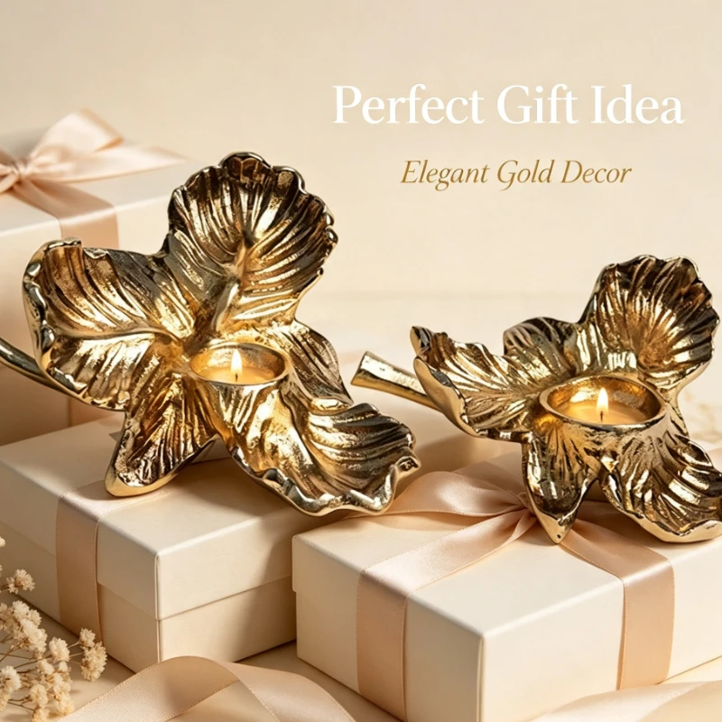 Modern light luxury gold and silver pattern aluminum candlestick ornament, home living room dining table model